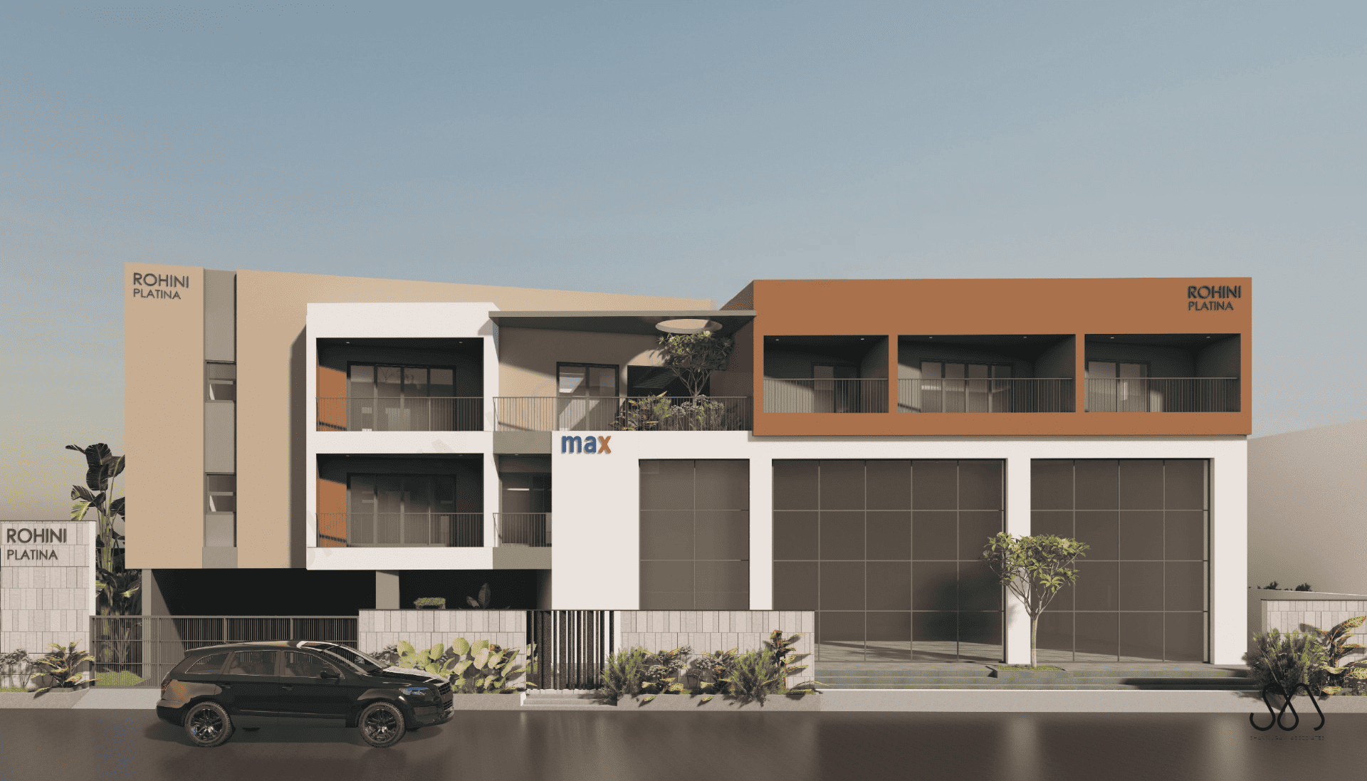 Front elevation of Rohini Platinaa Flats in Thiruvanaikoil - Trichy